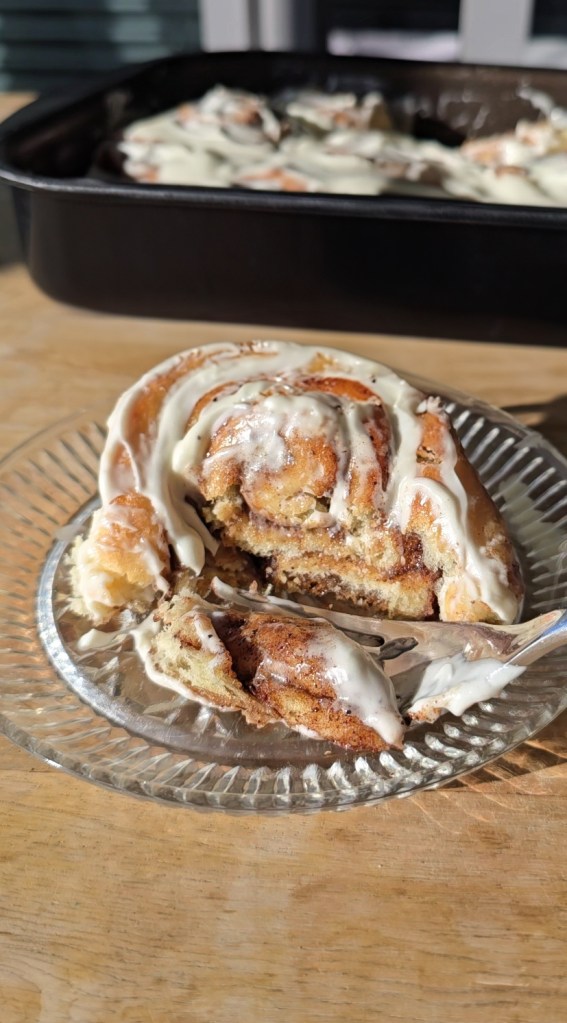 Taking a bite out of a cinnamon roll