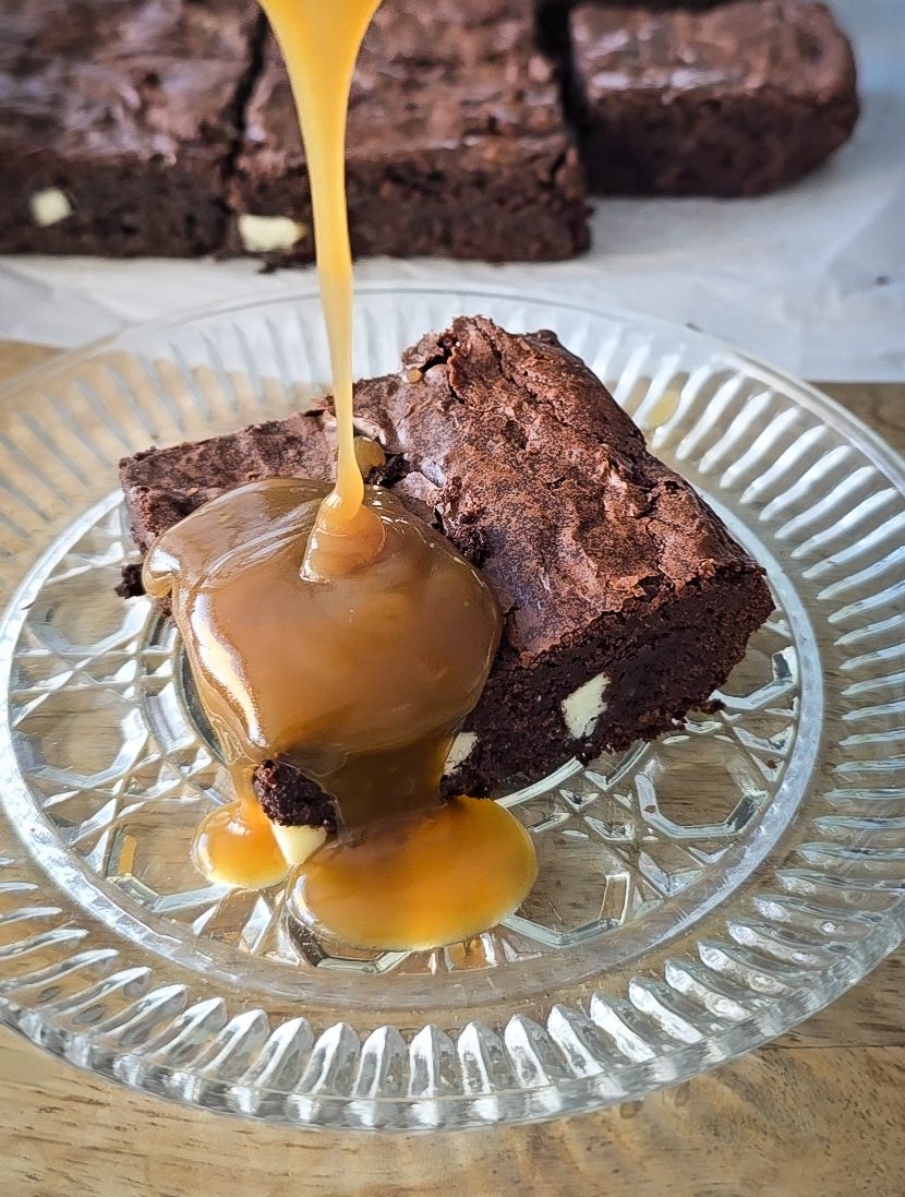 Thick & Fudgy Brownies with a Butterscotch Drizzle