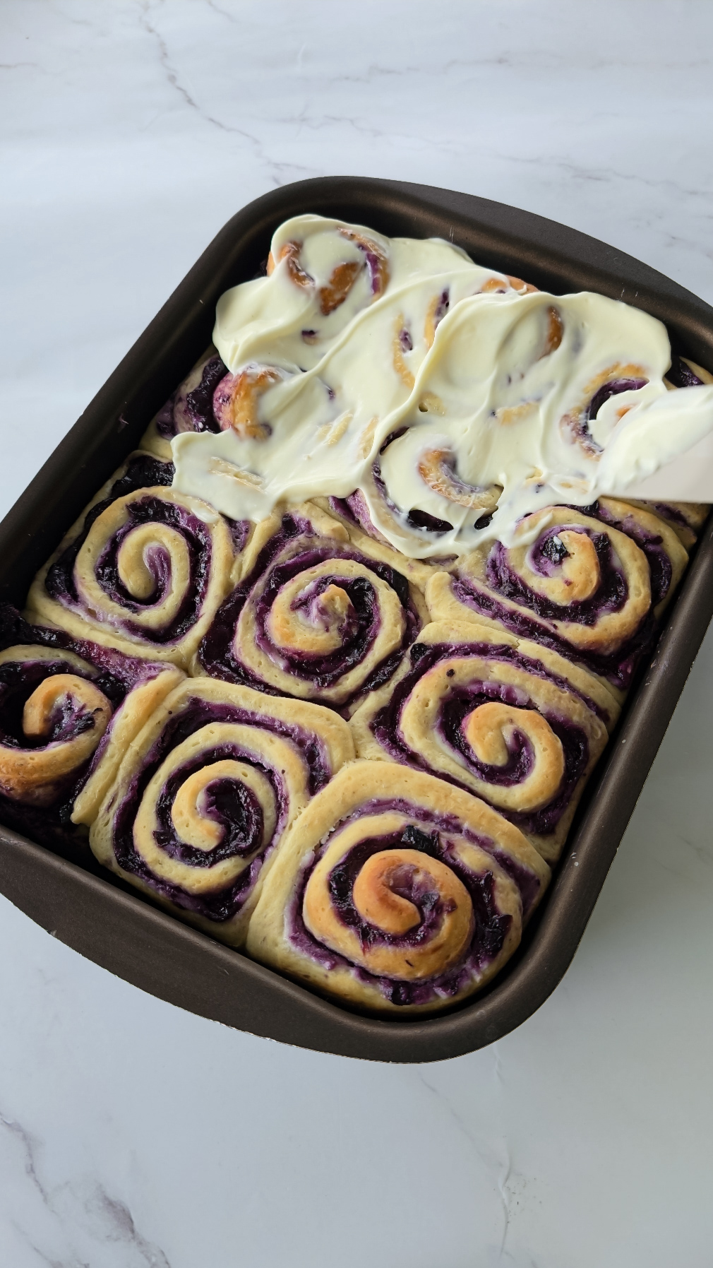 (Overnight) Blueberry Cheesecake Rolls with Cream Cheese&nbsp;Frosting