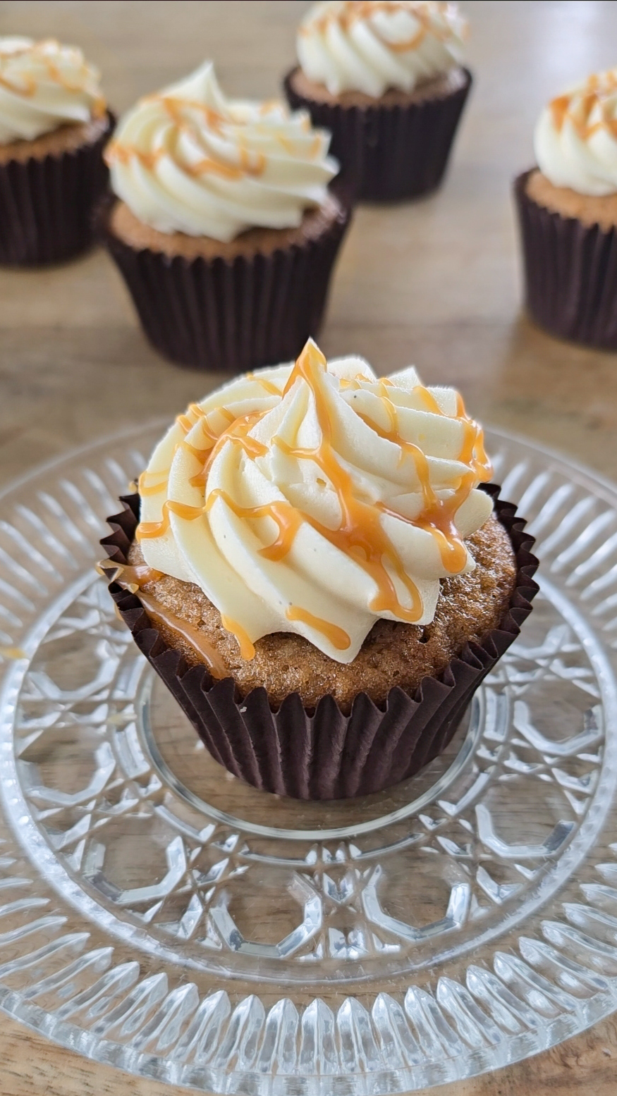 Pumpkin Spice Cupcakes with Caramel Cream filling and Vanilla&nbsp;Frosting